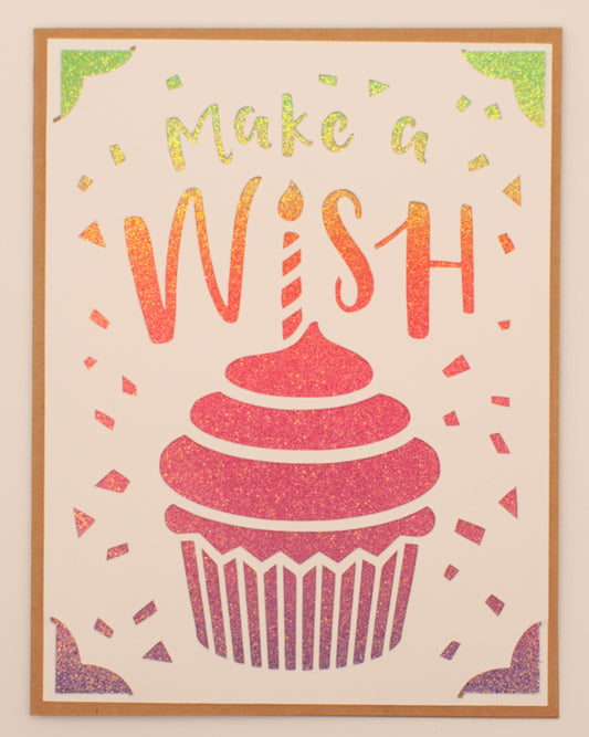 Birthday Card - "Make a Wish" - Cupcake (Kraft)