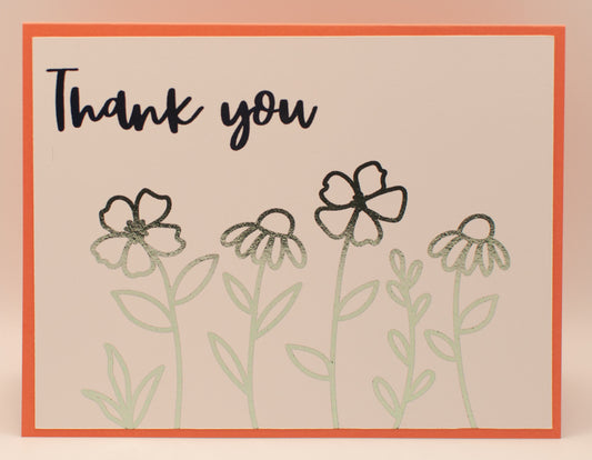Thank You Floral Card | Handmade Blue & Mint Foil Thank You Card