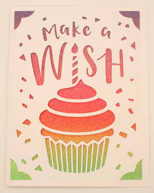 Birthday Card - "Make a Wish" - Cupcake