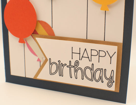 Birthday Card - "Happy Birthday" - Balloons