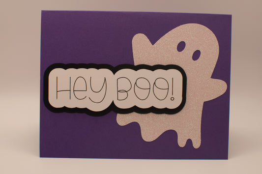 Halloween Card - "Hey Boo!" - Cute Ghost