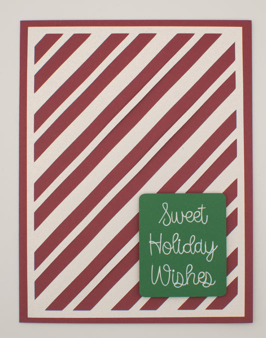 Holiday Card - "Sweet Holiday Wishes" - Candy Cane Stripes