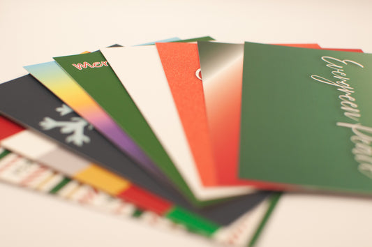 One-Time Mix Holiday Flat Card Set - 9 Postcard-Style Christmas Cards with Envelopes