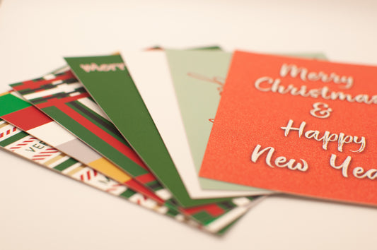 Small Batch Holiday Flat Card Set - 7 Postcard-Style Christmas Cards with Envelopes