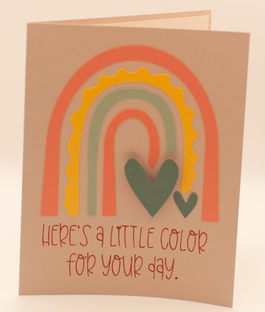 Handmade Card - "...a little color for your day" - Boho Rainbow
