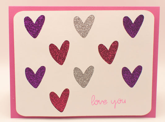 Love Card - Glitter Hearts