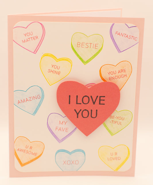 Love Card - Candy Hearts - "I Love You"