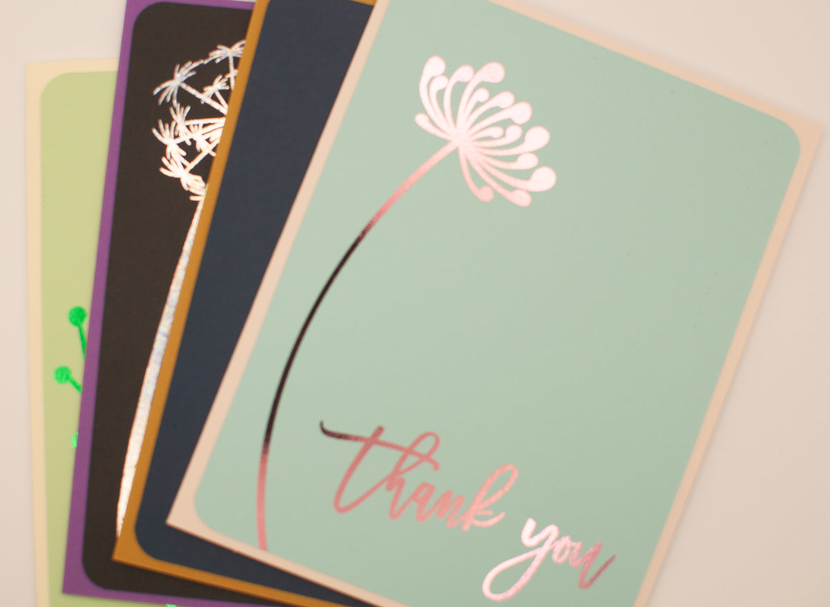 Thank You Card Set | 8 Handmade Foil Thank You Cards | 4 Assorted Designs