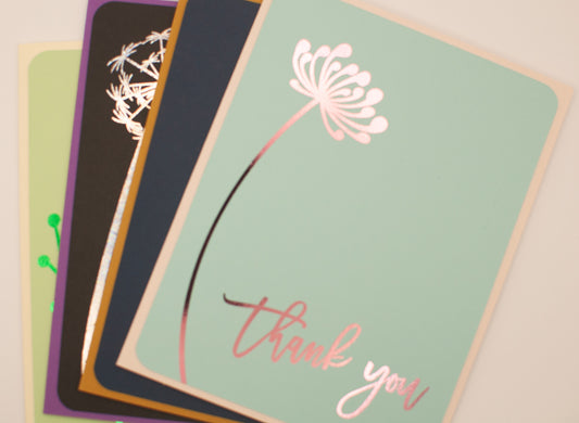 Thank You Card Set | 8 Handmade Foil Thank You Cards | 4 Assorted Designs