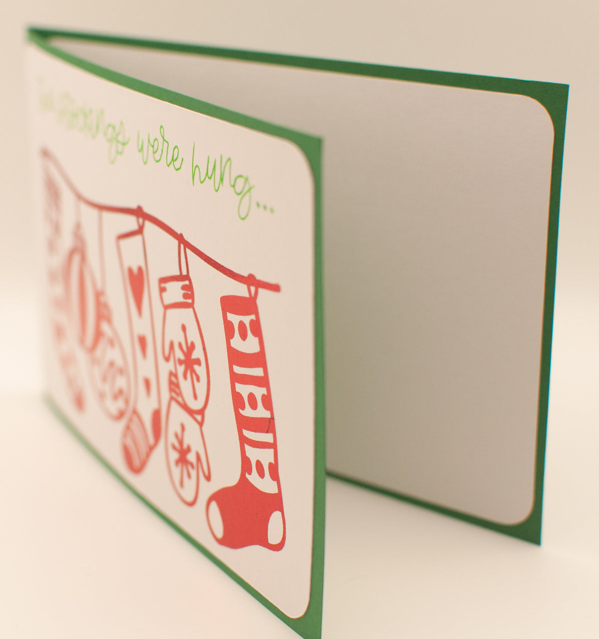 The Stockings Were Hung Christmas Card | Handmade Red Foil Holiday Card
