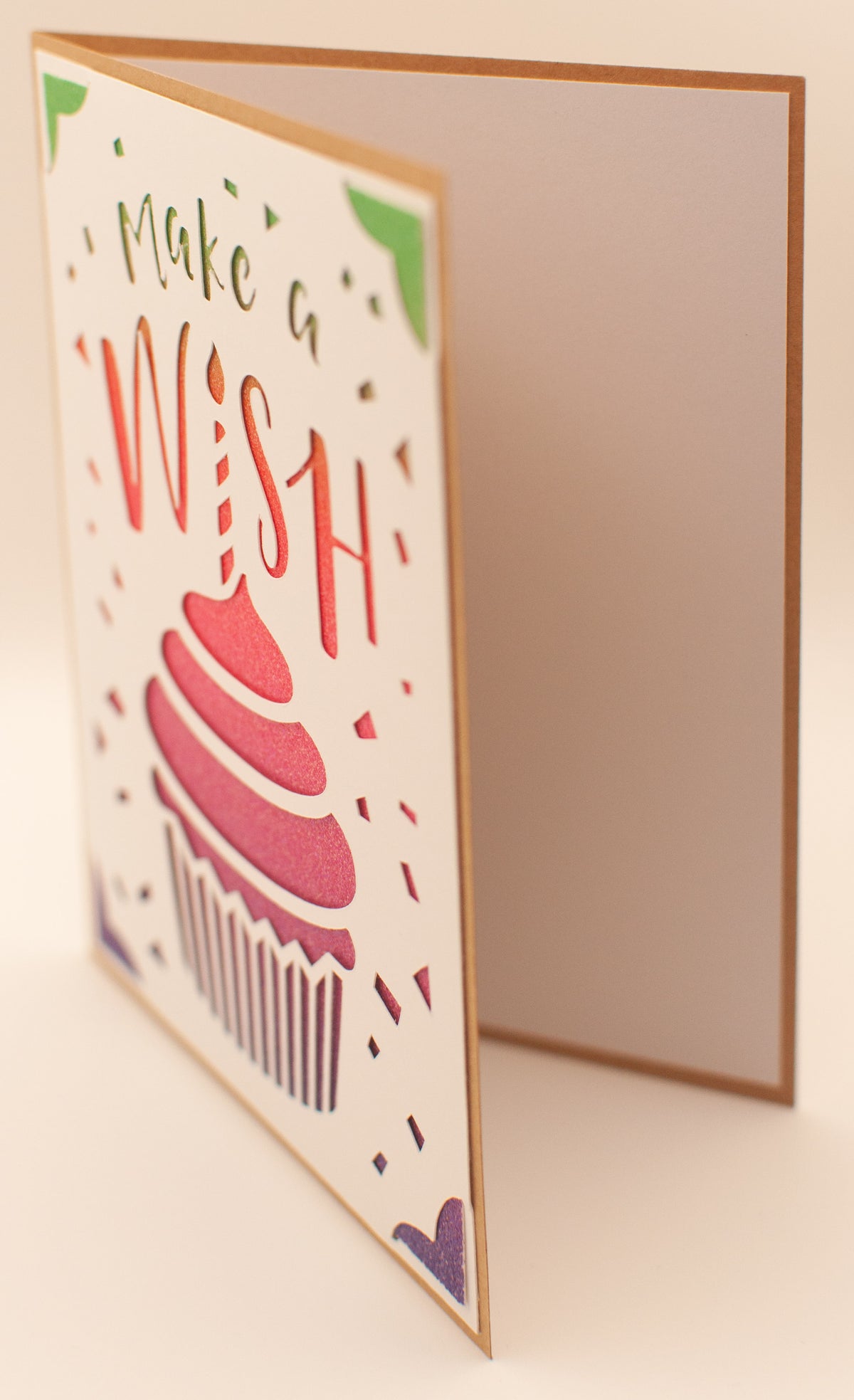 Birthday Card - "Make a Wish" - Cupcake (Kraft)
