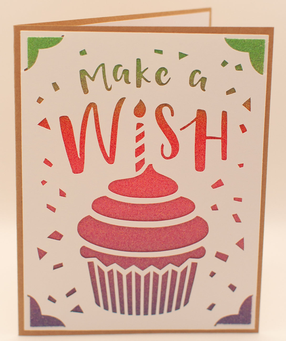 Birthday Card - "Make a Wish" - Cupcake (Kraft)