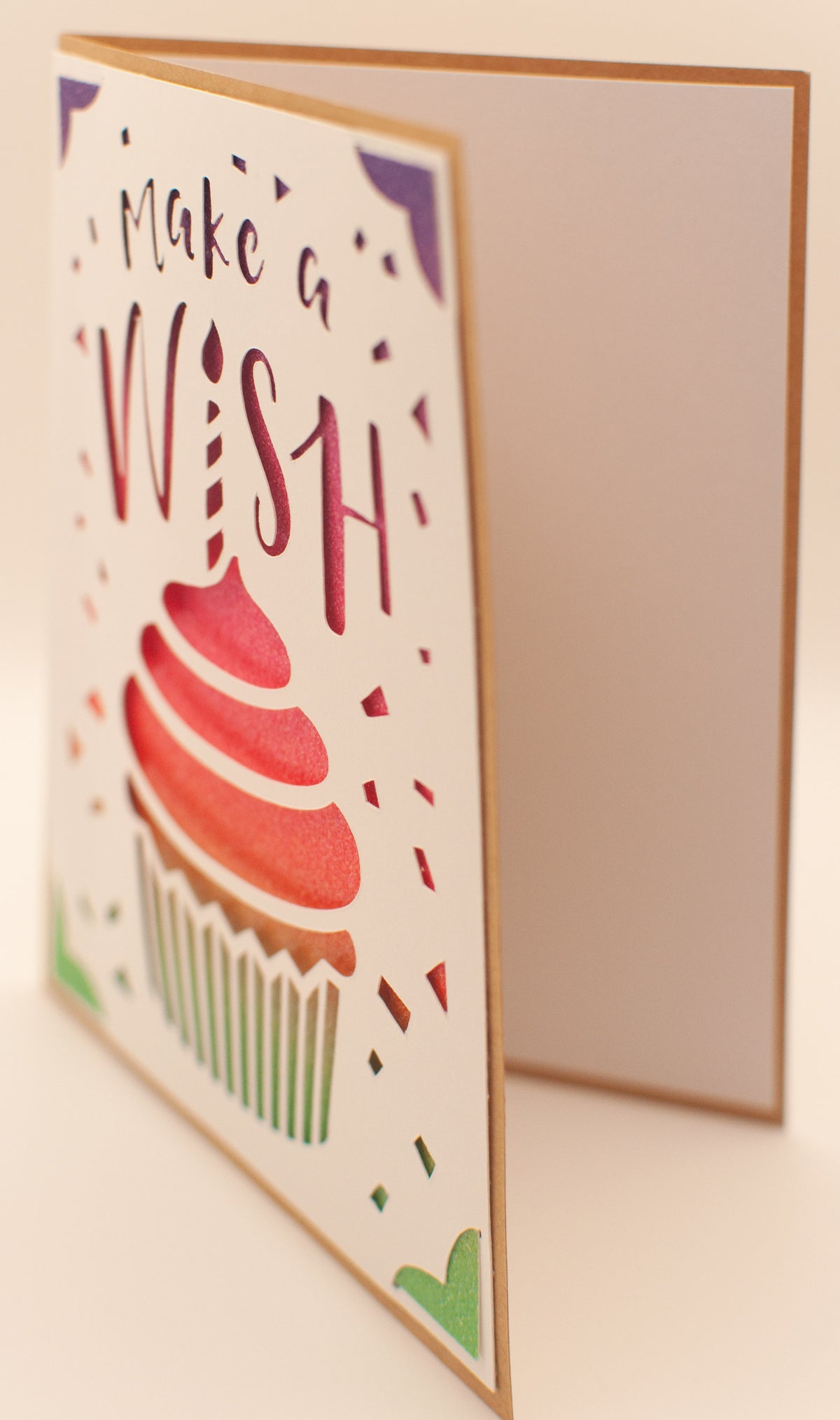 Birthday Card - "Make a Wish" - Cupcake (Kraft)