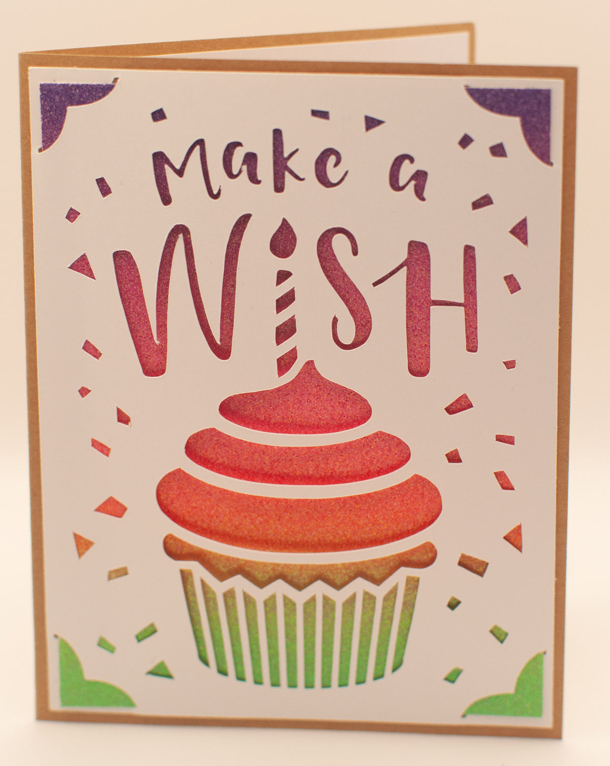 Birthday Card - "Make a Wish" - Cupcake (Kraft)