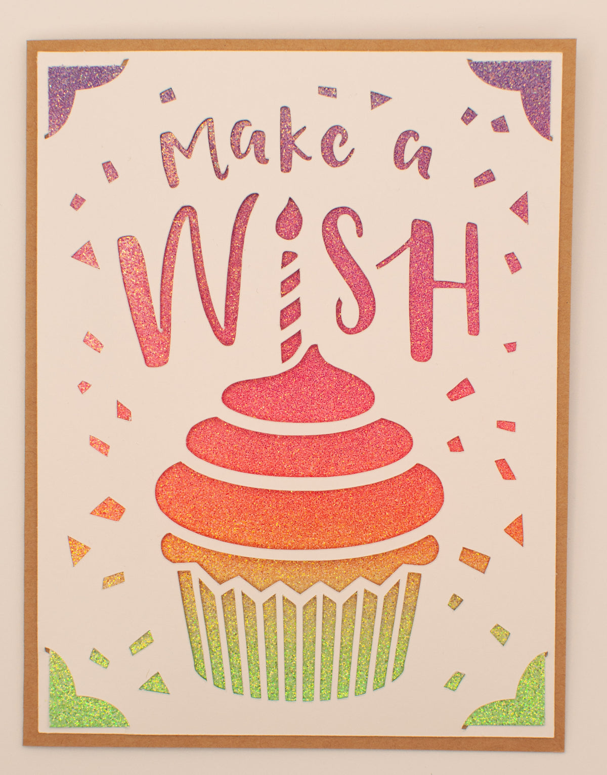 Birthday Card - "Make a Wish" - Cupcake (Kraft)