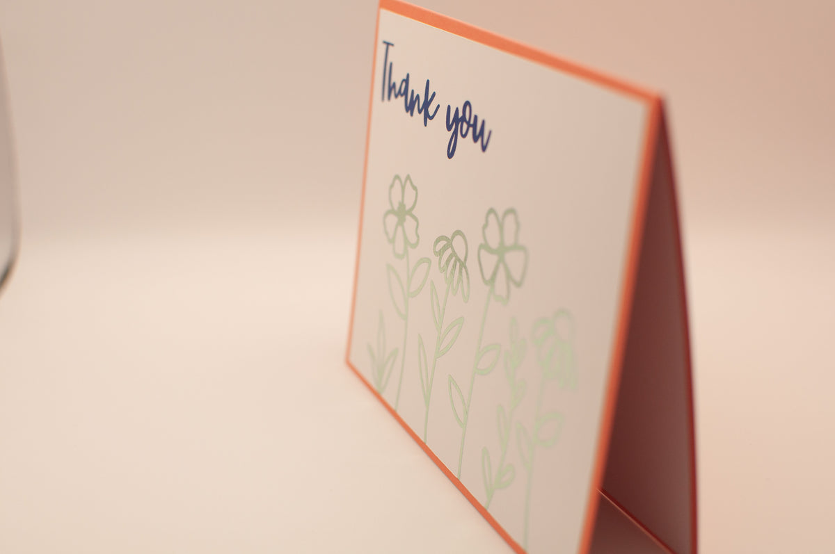 Thank You Floral Card | Handmade Blue & Mint Foil Thank You Card