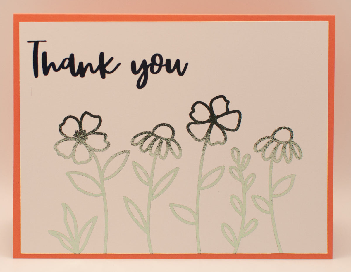 Thank You Floral Card | Handmade Blue & Mint Foil Thank You Card