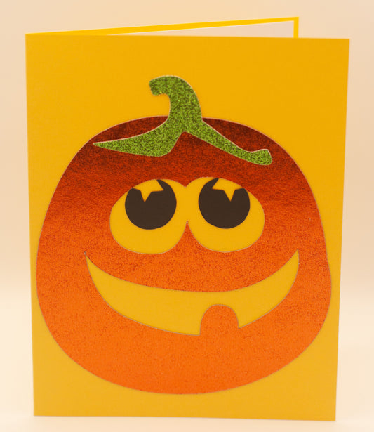 Goofy Pumpkin Halloween Card | Handmade Jack-o’-Lantern Greeting Card