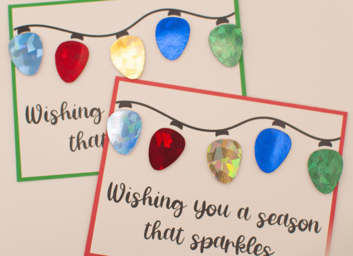 Sparkling Holiday Lights Card - Handmade Foil Card