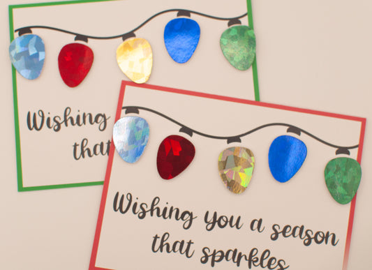 Sparkling Holiday Lights Card - Handmade Foil Card