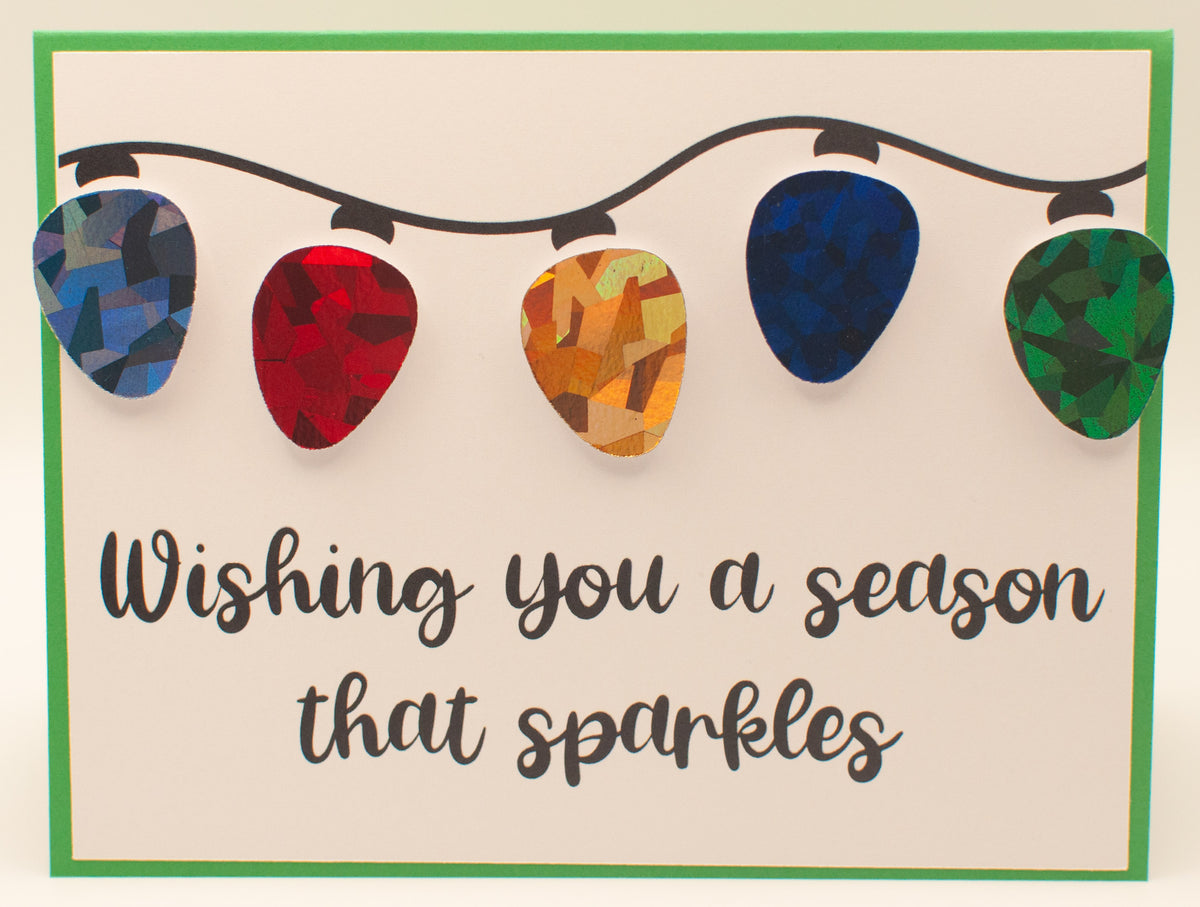 Sparkling Holiday Lights Card - Handmade Foil Card