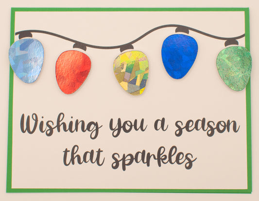 Sparkling Holiday Lights Card - Handmade Foil Card