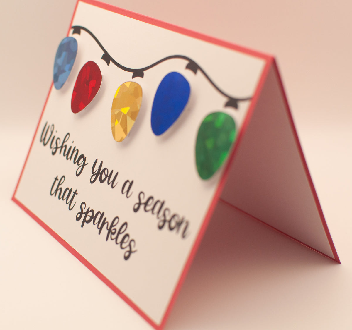 Sparkling Holiday Lights Card - Handmade Foil Card