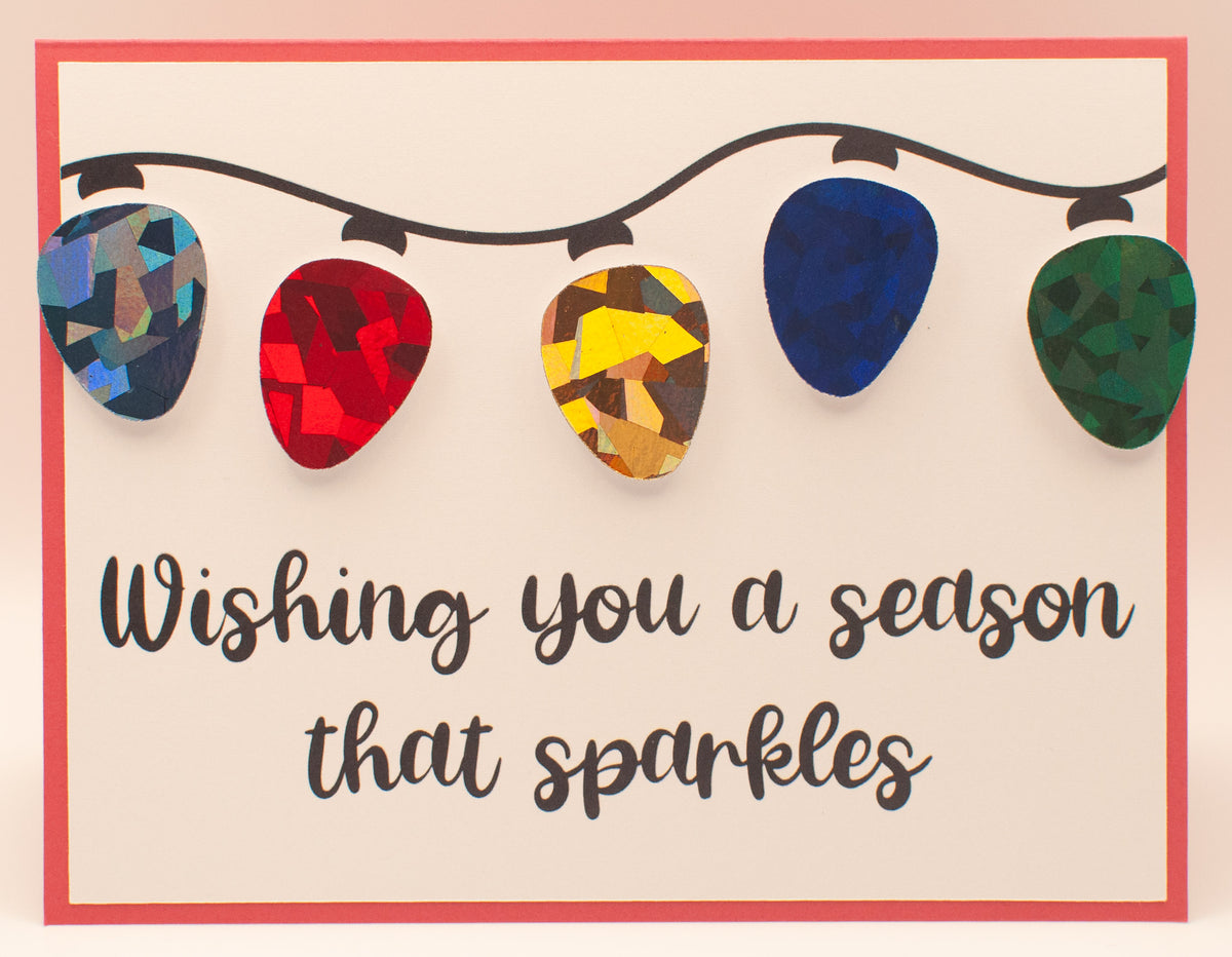 Sparkling Holiday Lights Card - Handmade Foil Card