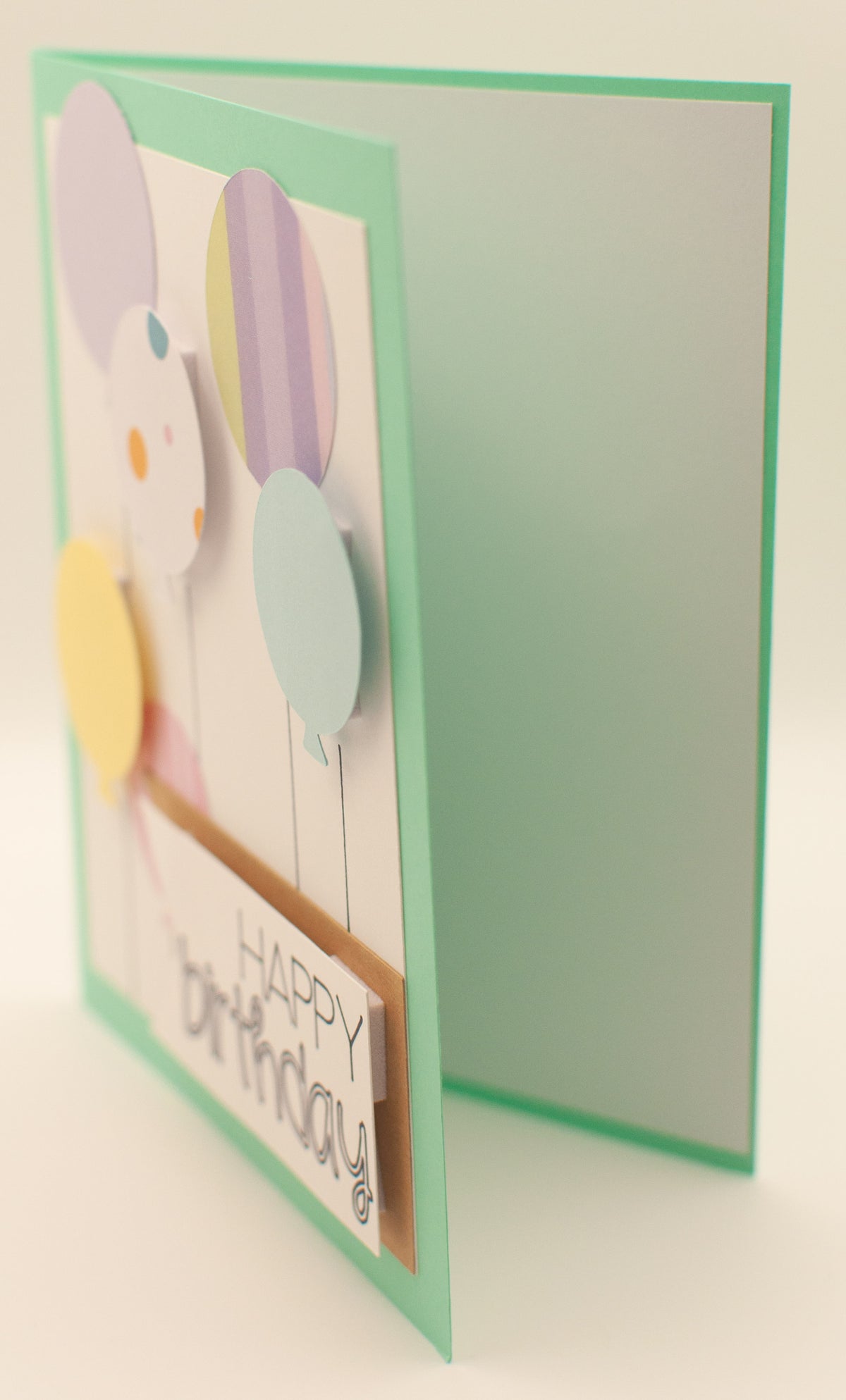 Birthday Card - "Happy Birthday" - Balloons (Pastel Colorway)