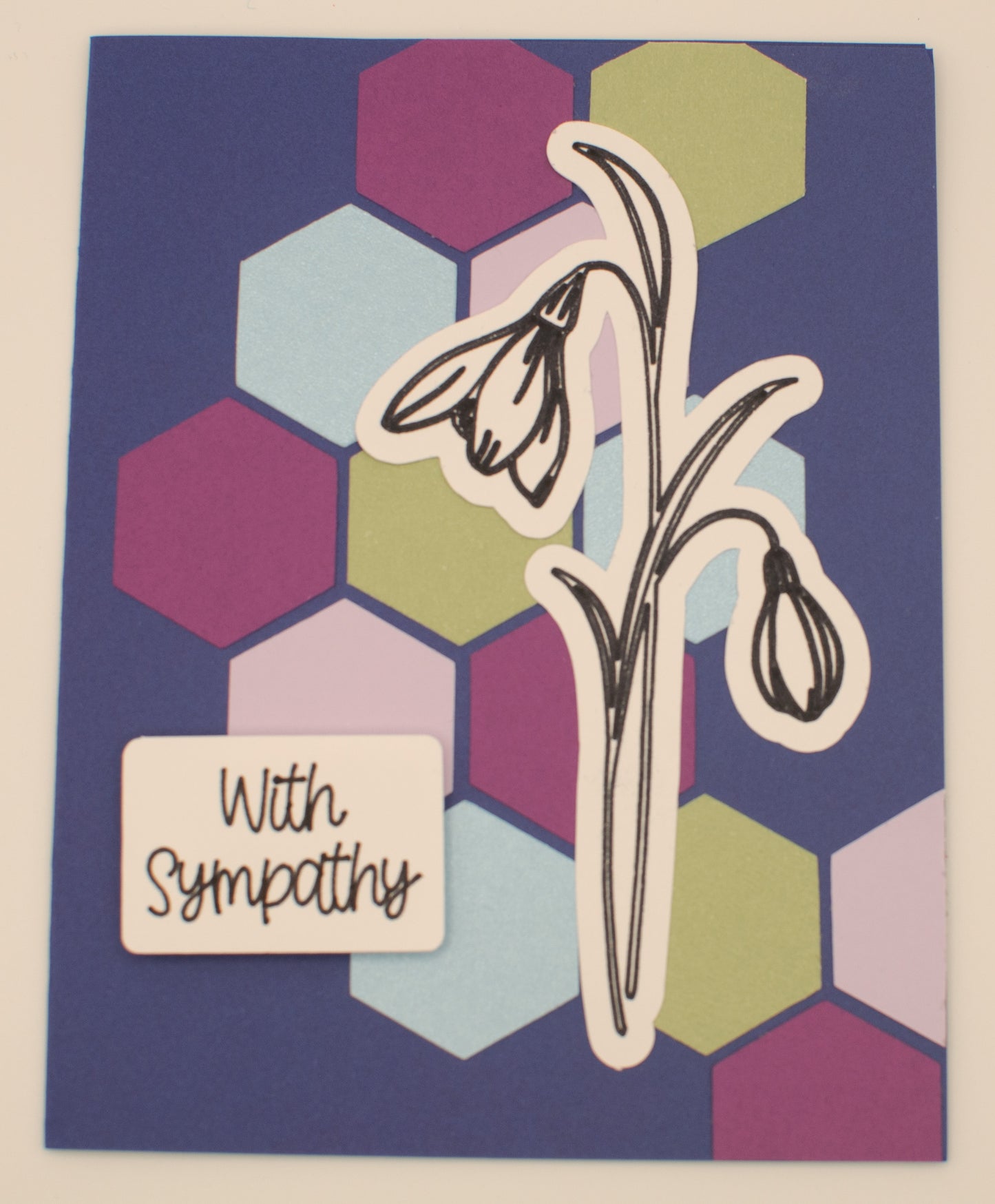 Sympathy Card - "With Sympathy" - Snowdrop Flower