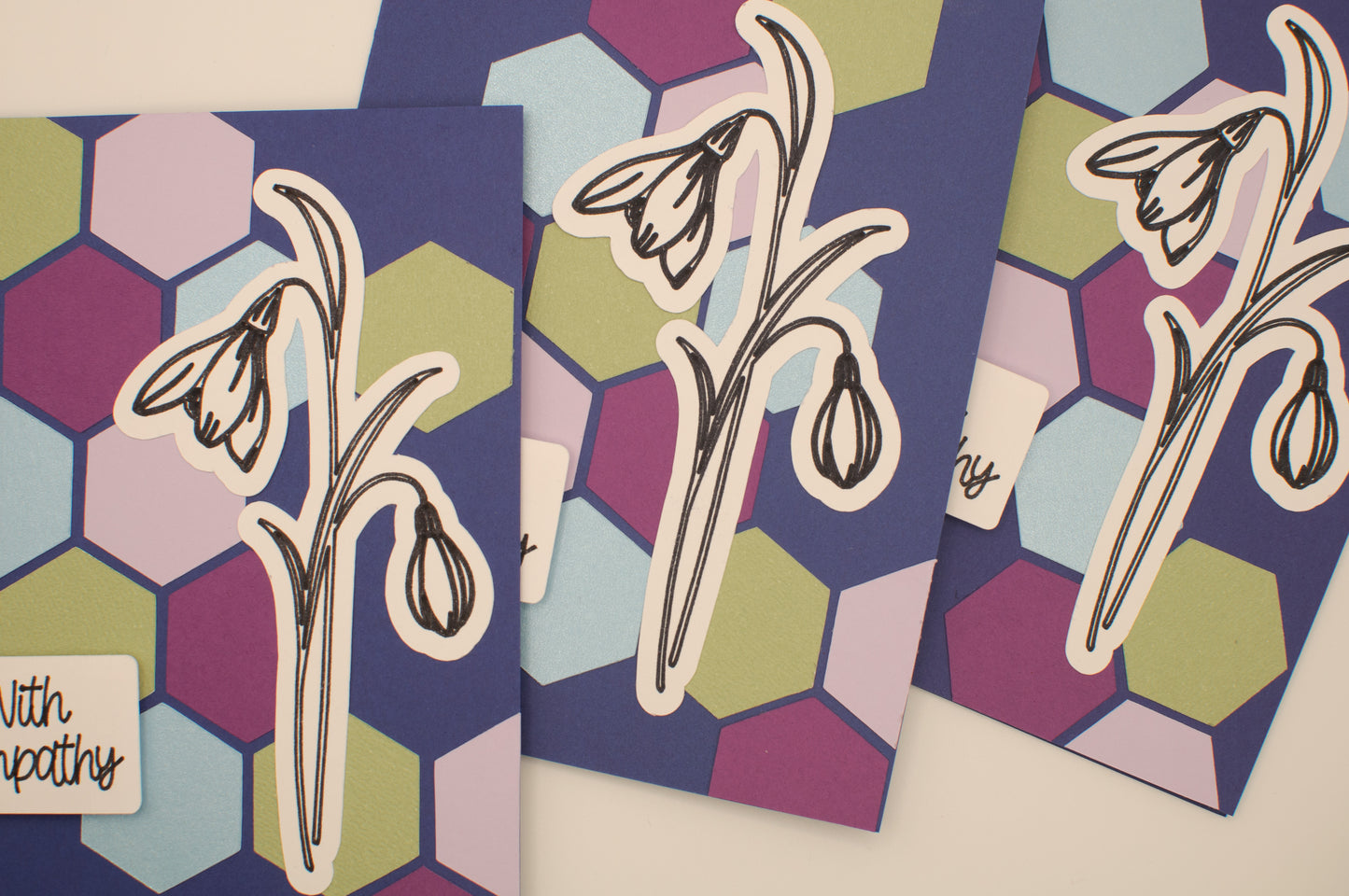 Sympathy Card - "With Sympathy" - Snowdrop Flower