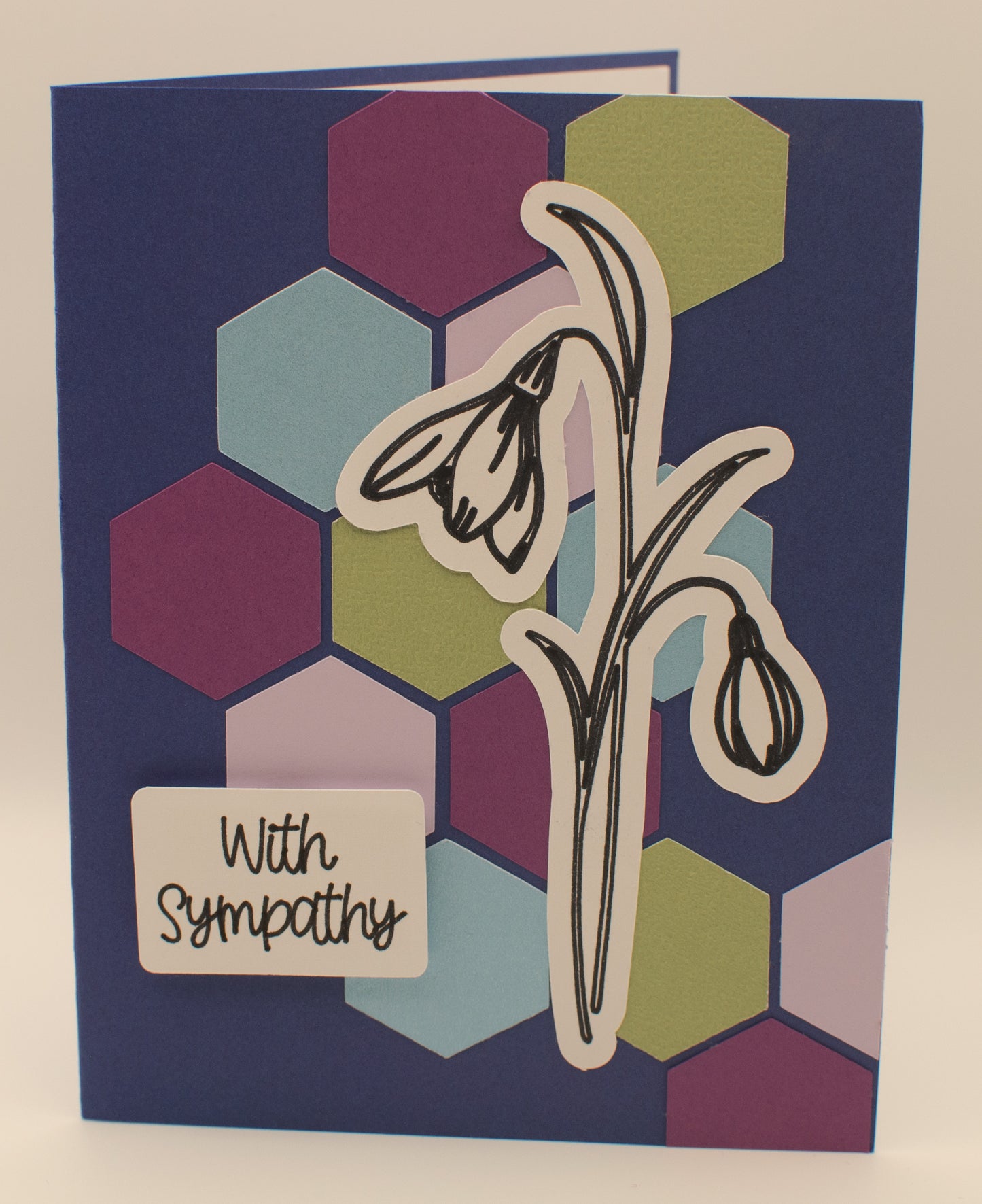 Sympathy Card - "With Sympathy" - Snowdrop Flower