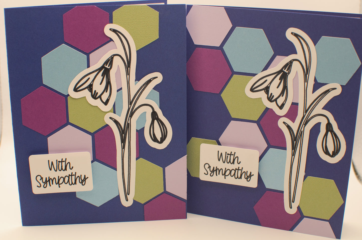 Sympathy Card - "With Sympathy" - Snowdrop Flower