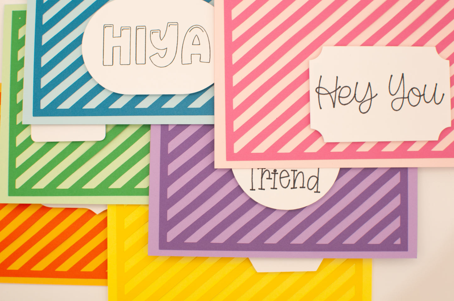 Handmade Card Pack - "Hello" - Bright and Colorful (Set of 6)