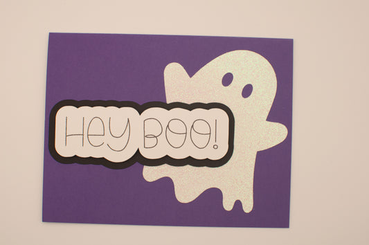 Halloween Card - "Hey Boo!" - Cute Ghost