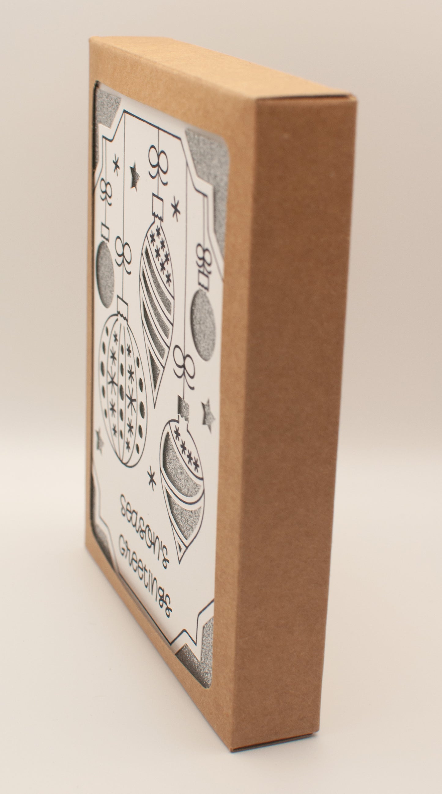 Handmade Holiday Card Pack - "Season's Greetings" - Glitter Ornaments (Set of 12 assorted colors)