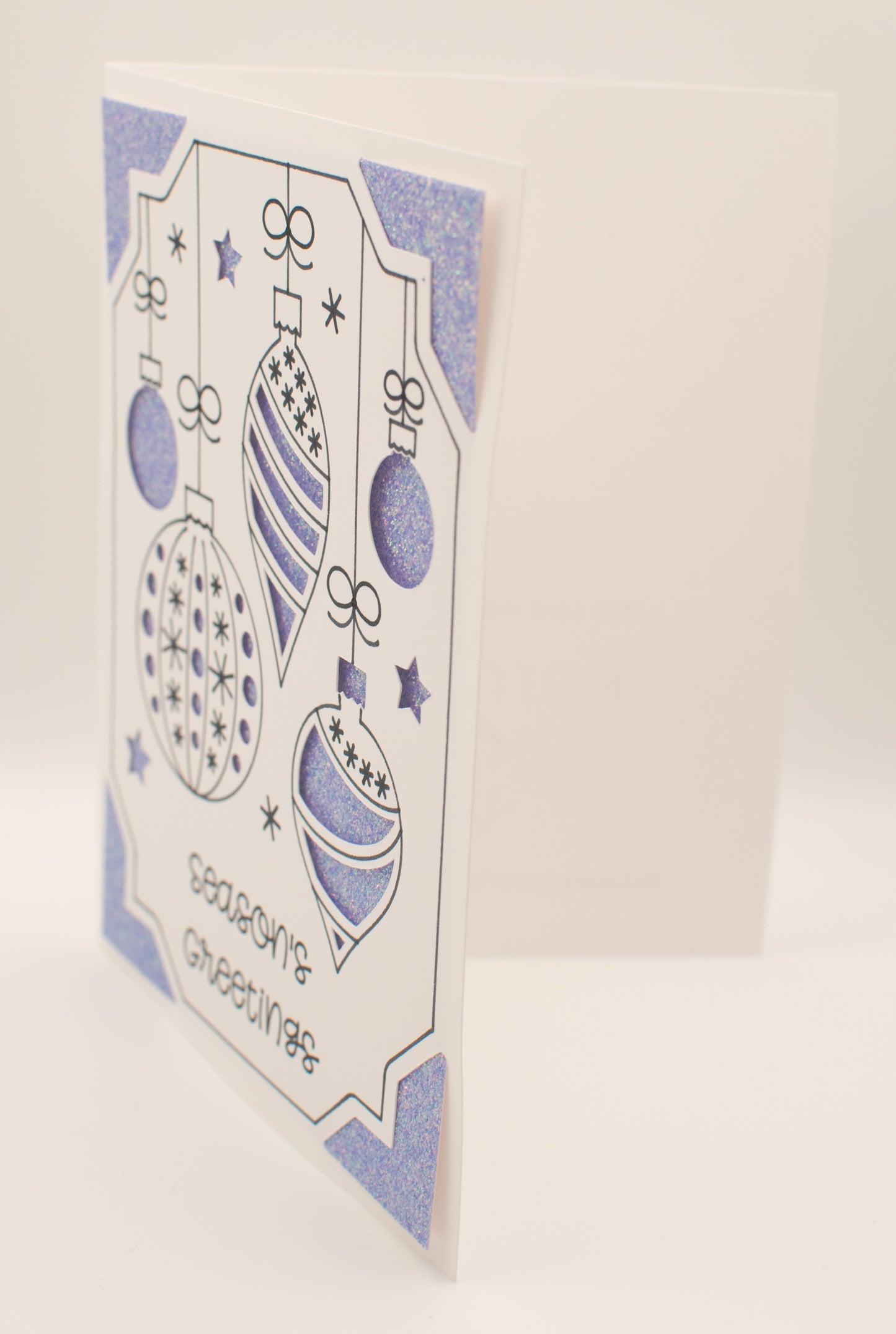 Handmade Holiday Card Pack - "Season's Greetings" - Glitter Ornaments (Set of 12 assorted colors)