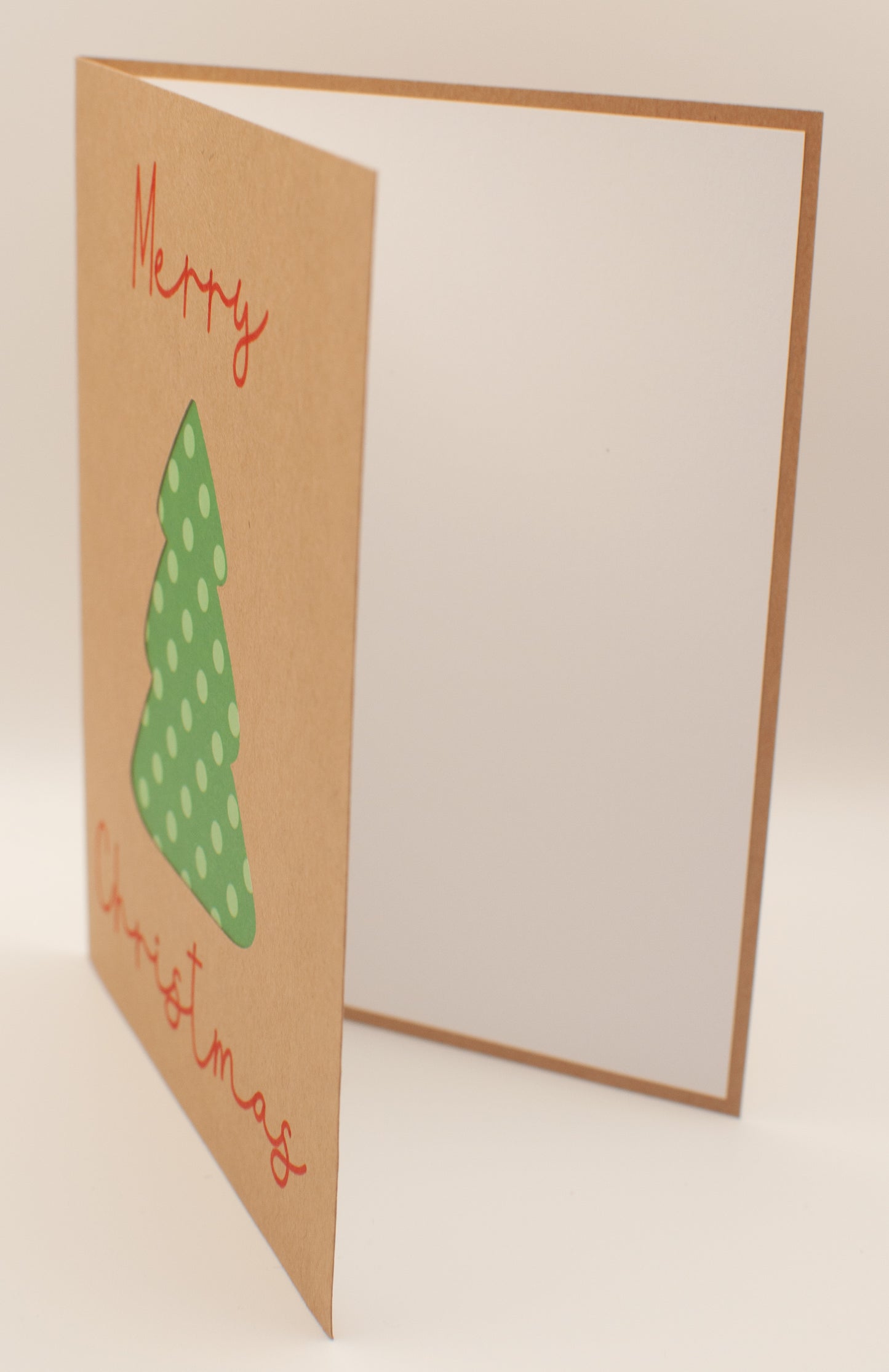 Holiday Card - "Merry Christmas" - Green Polka Dot Tree