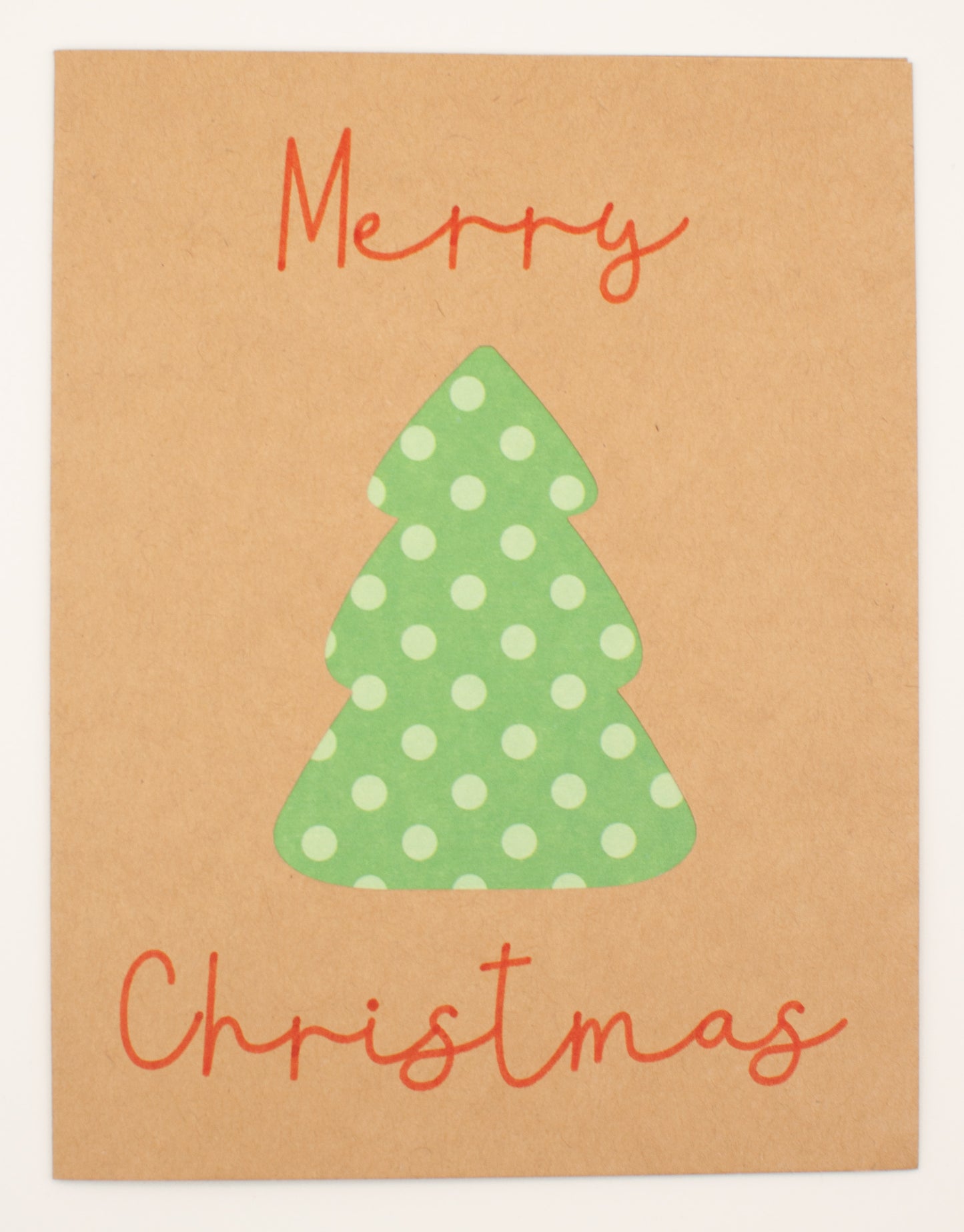 Holiday Card - "Merry Christmas" - Green Polka Dot Tree