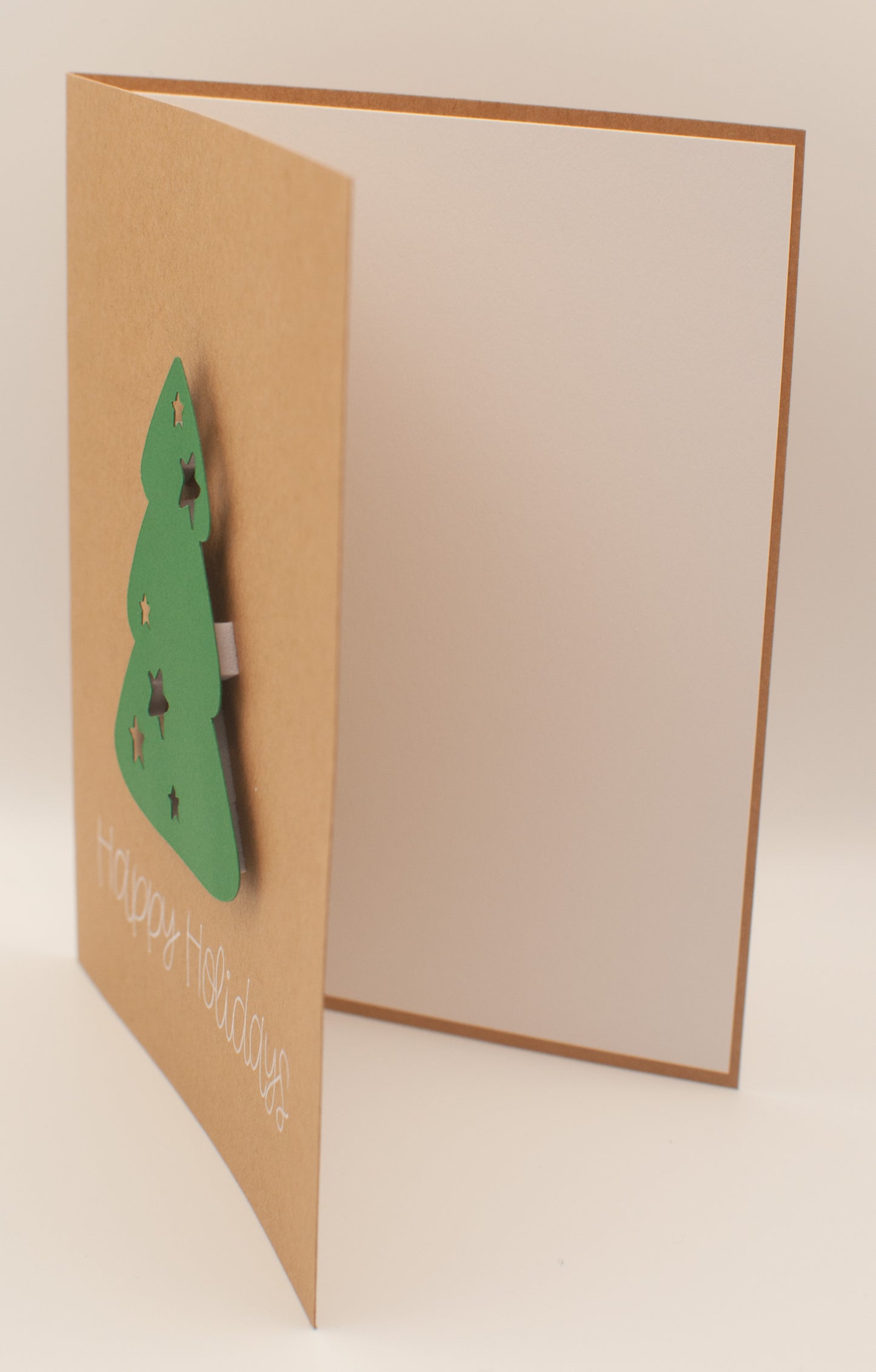 Holiday Card - "Happy Holidays" - Green Starry Tree