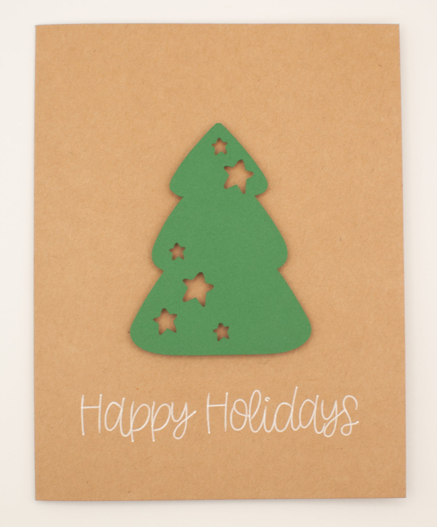Holiday Card - "Happy Holidays" - Green Starry Tree