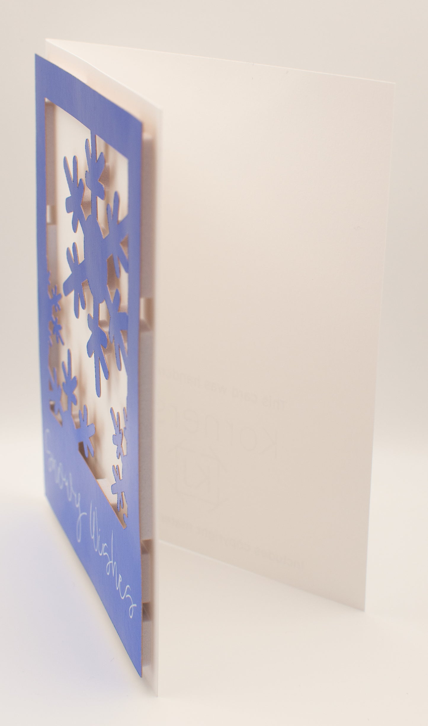 Holiday Card - "Snowy Wishes" - Blue Foil Snowflakes