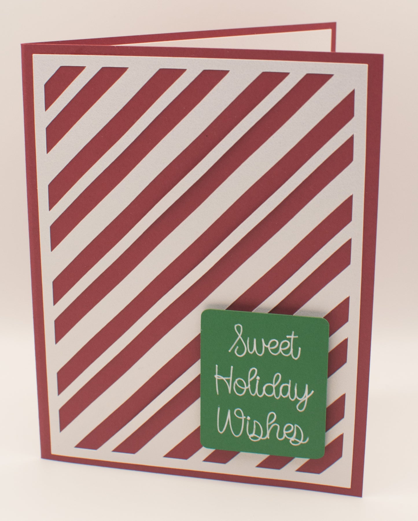 Holiday Card - "Sweet Holiday Wishes" - Candy Cane Stripes