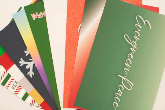 One-Time Mix Holiday Flat Card Set - 9 Postcard-Style Christmas Cards with Envelopes