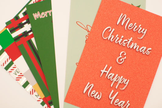 Small Batch Holiday Flat Card Set - 7 Postcard-Style Christmas Cards with Envelopes
