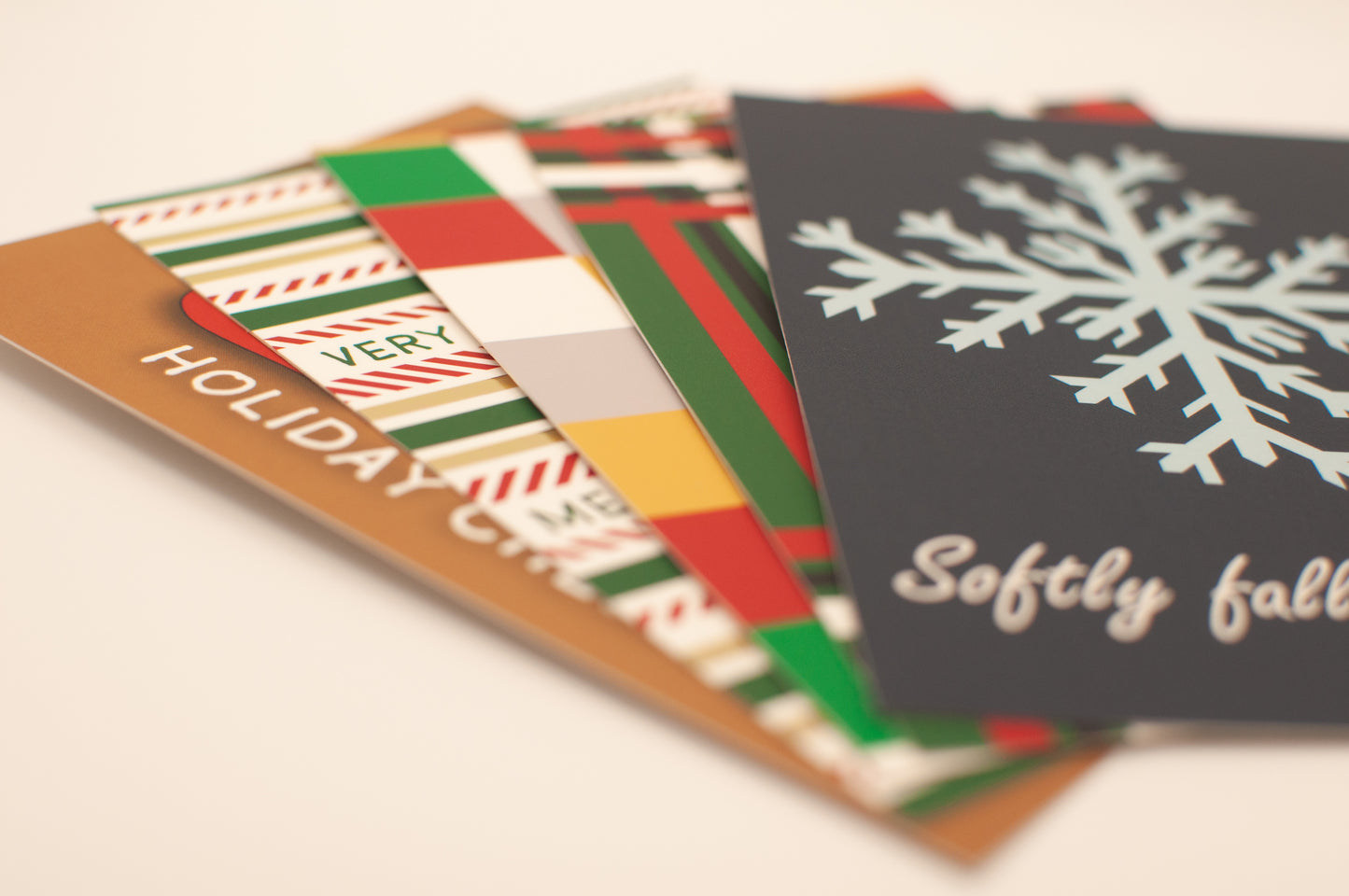 Micro Batch Holiday Flat Card Set - 5 Postcard-Style Christmas Cards with Envelopes