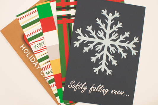 Micro Batch Holiday Flat Card Set - 5 Postcard-Style Christmas Cards with Envelopes