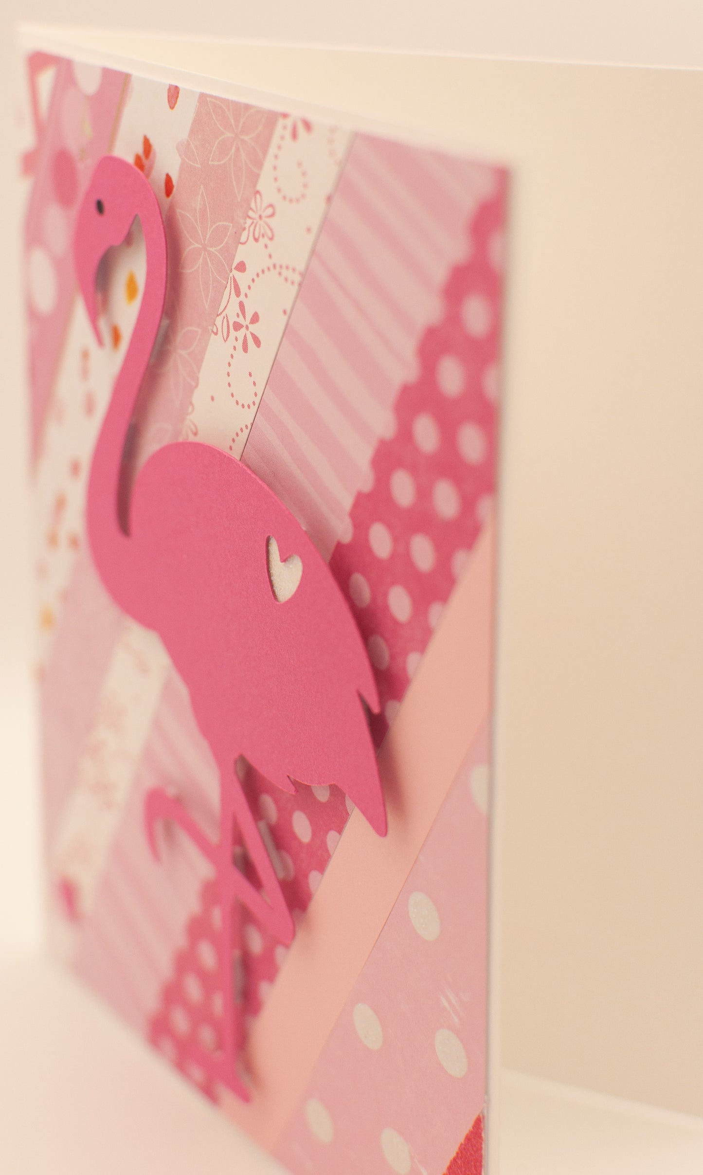 Handmade Card - "Friendly Flamingo" - Pink Flamingo Stripes