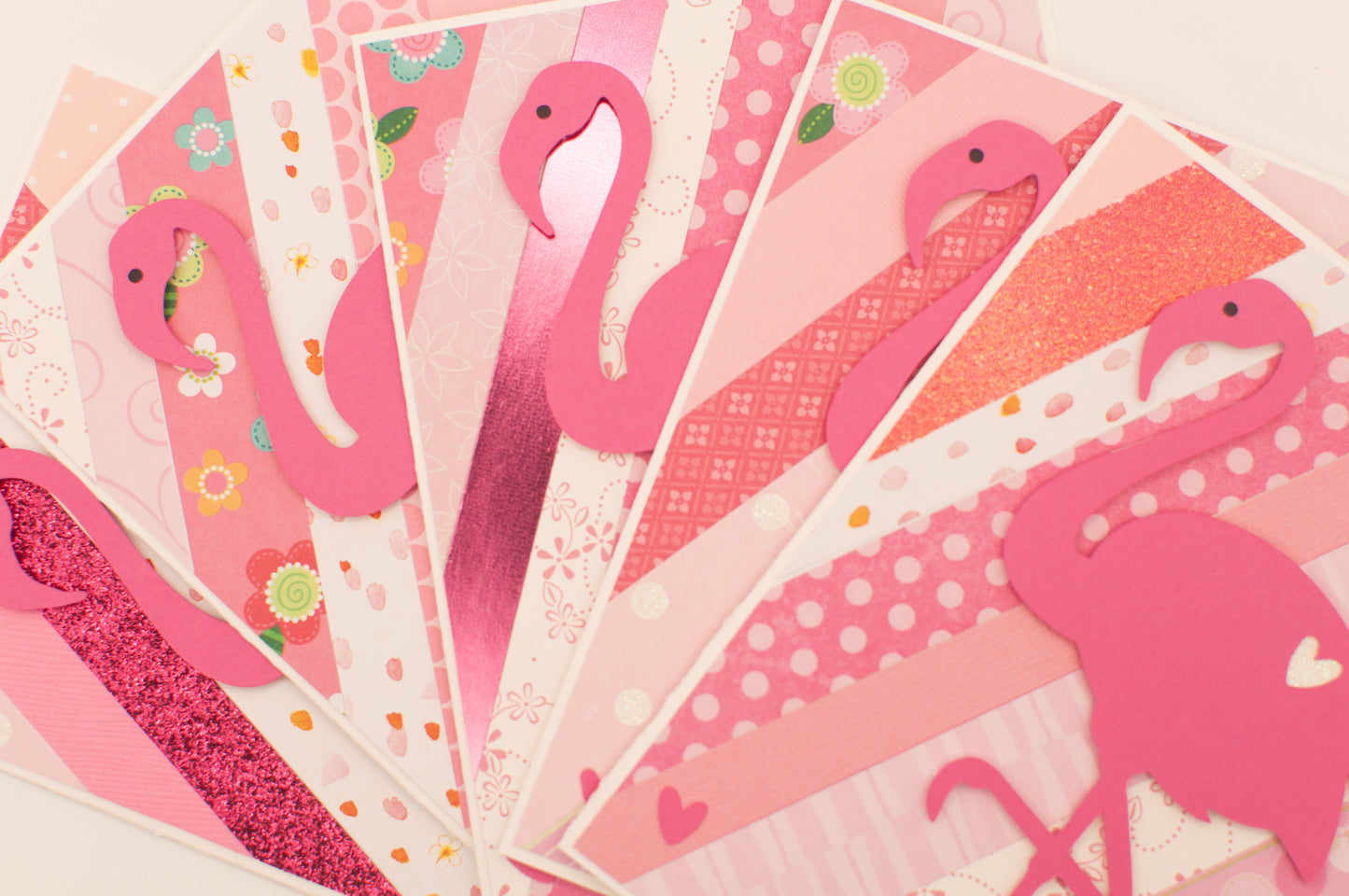 Handmade Card - "Friendly Flamingo" - Pink Flamingo Stripes
