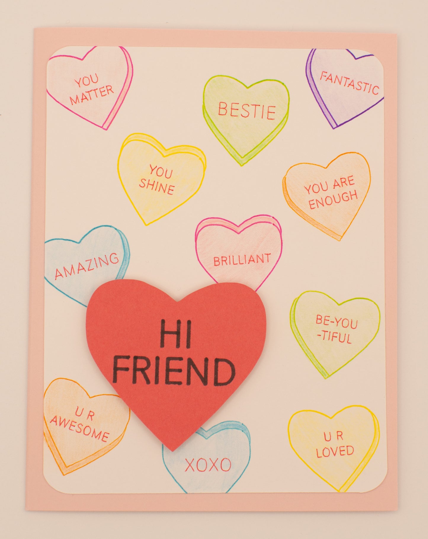 Love Card - Candy Hearts - "Hi Friend"